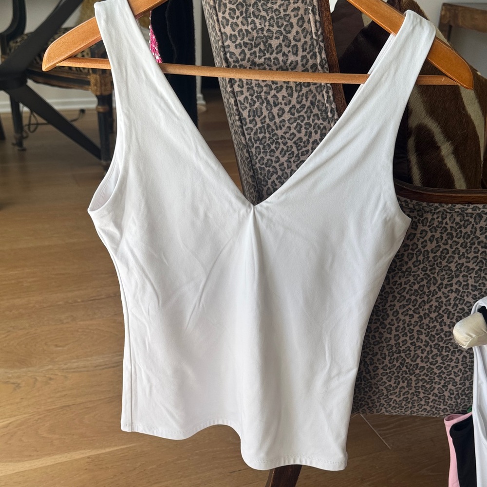 White Sleeveless V-Neck Top